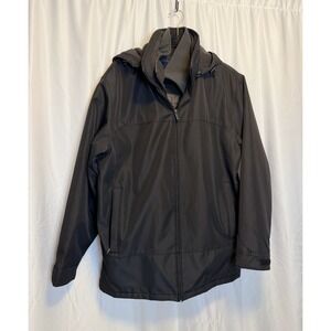 Men's Weatherproof Ultra Tech Large Jacket Removable Hood, Fleece Bib Black